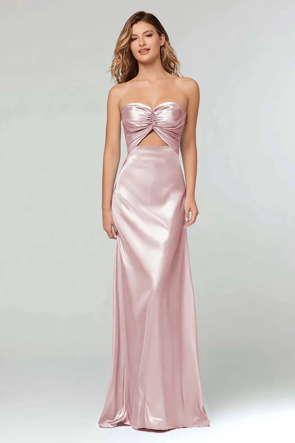 Light Blue Sweetheart Sheath Satin Long Formal Dress - VNBITS