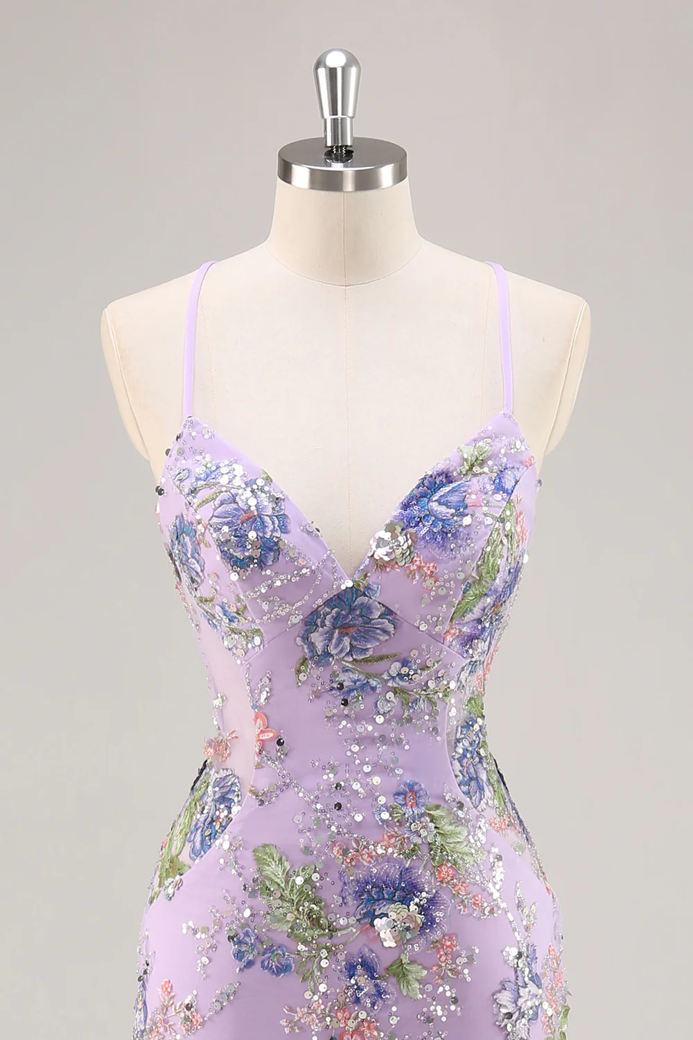 Sparkly Peacock Floral Beaded Mermaid Long Prom Dress with Sequins - VNBITS