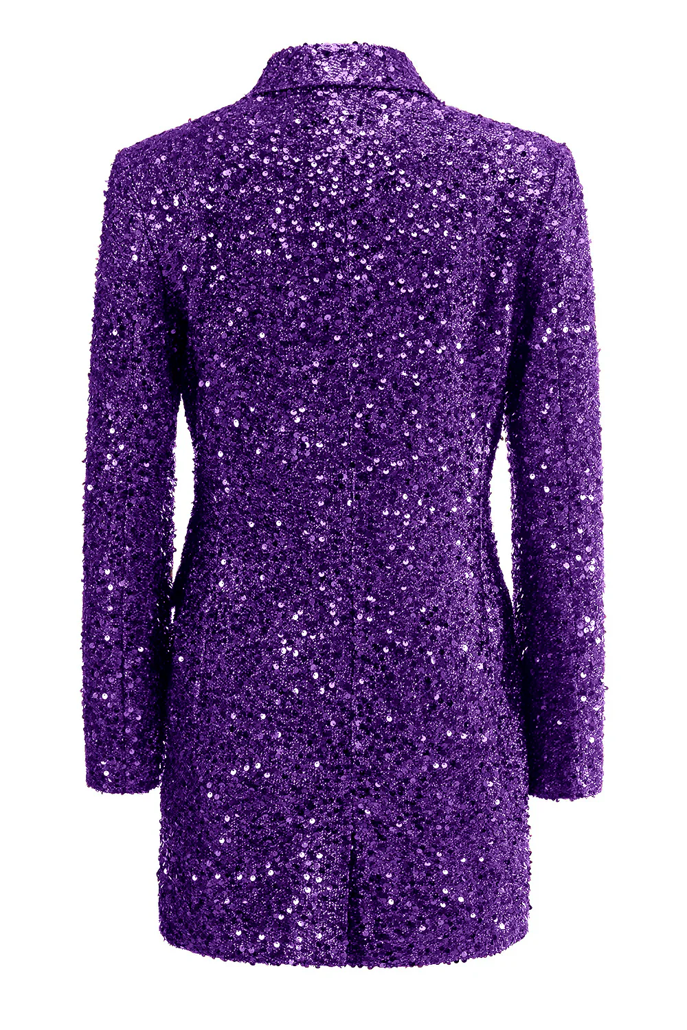Sparkly Fuchsia Notched Lapel Women's Long Blazer - VNBITS
