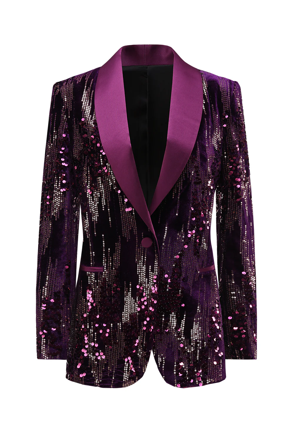 Sparkly Purple Shawl Lapel Women's Prom Blazer - VNBITS