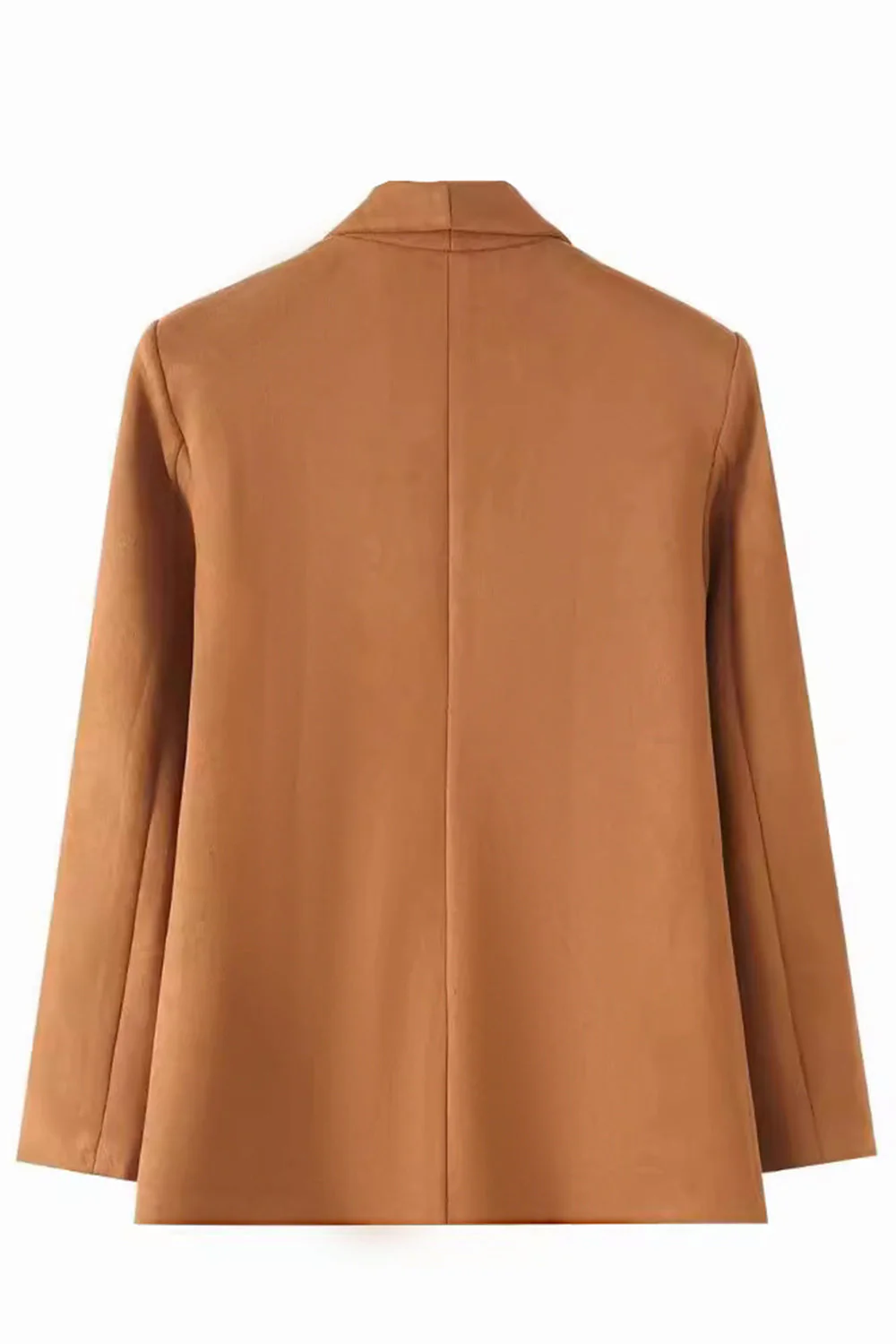 Casual Camel Shawl Lapel Open Front Women Blazer - VNBITS