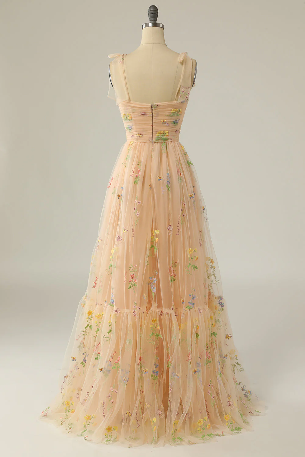 Green Long Prom Dress With Embroidery - VNBITS