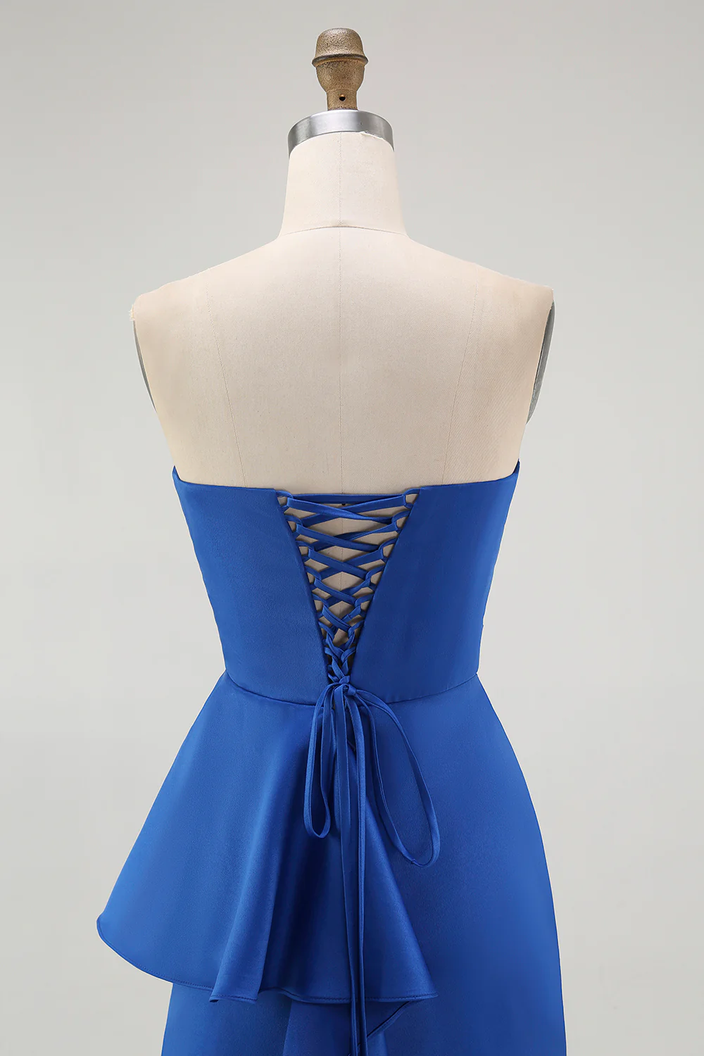 Royal Blue Sweetheart Mermaid Satin Ruched Long Wedding Guest Dress - VNBITS