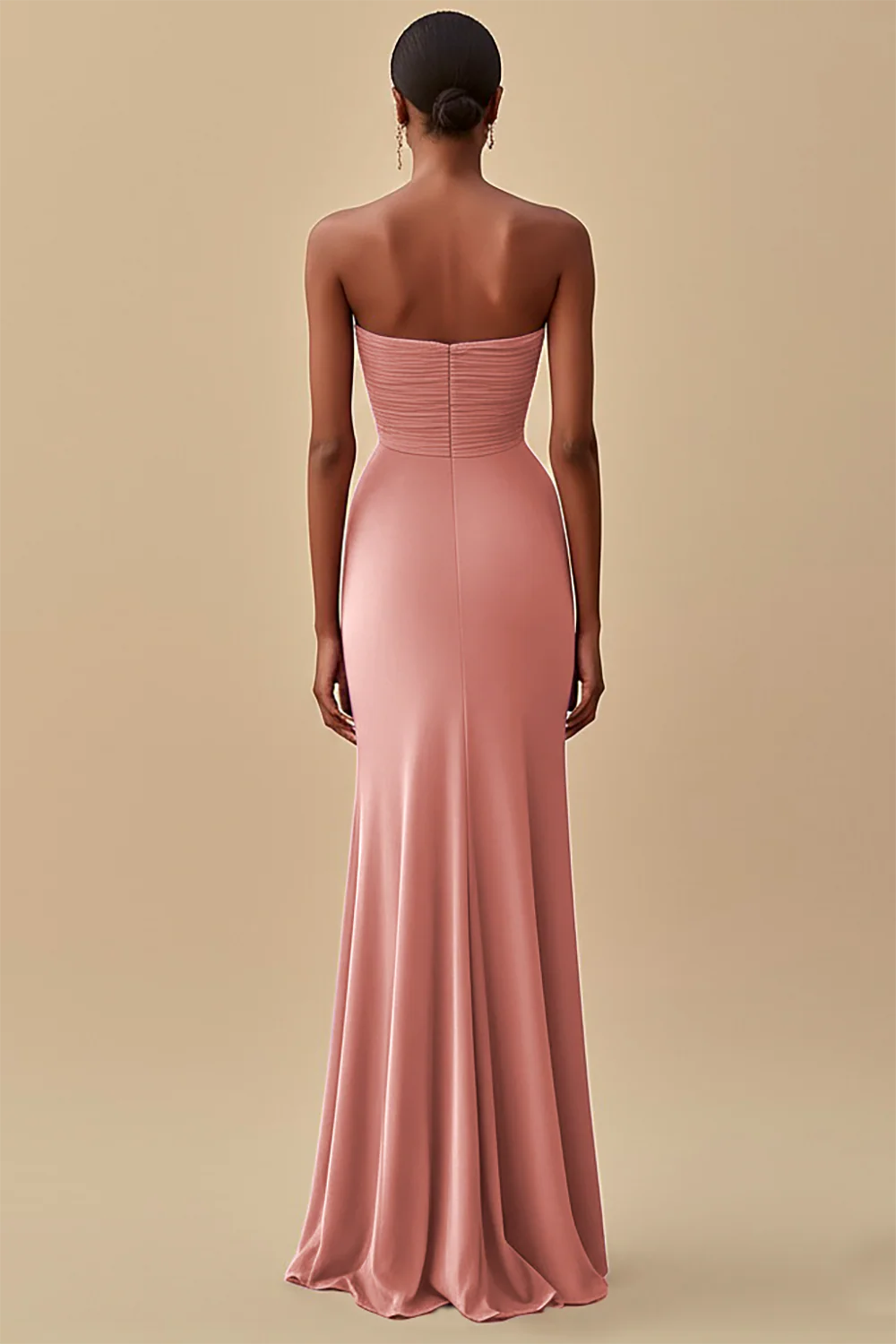 Elegant Black Sheath Chiffon Strapless Long Formal Dress with Slit - VNBITS