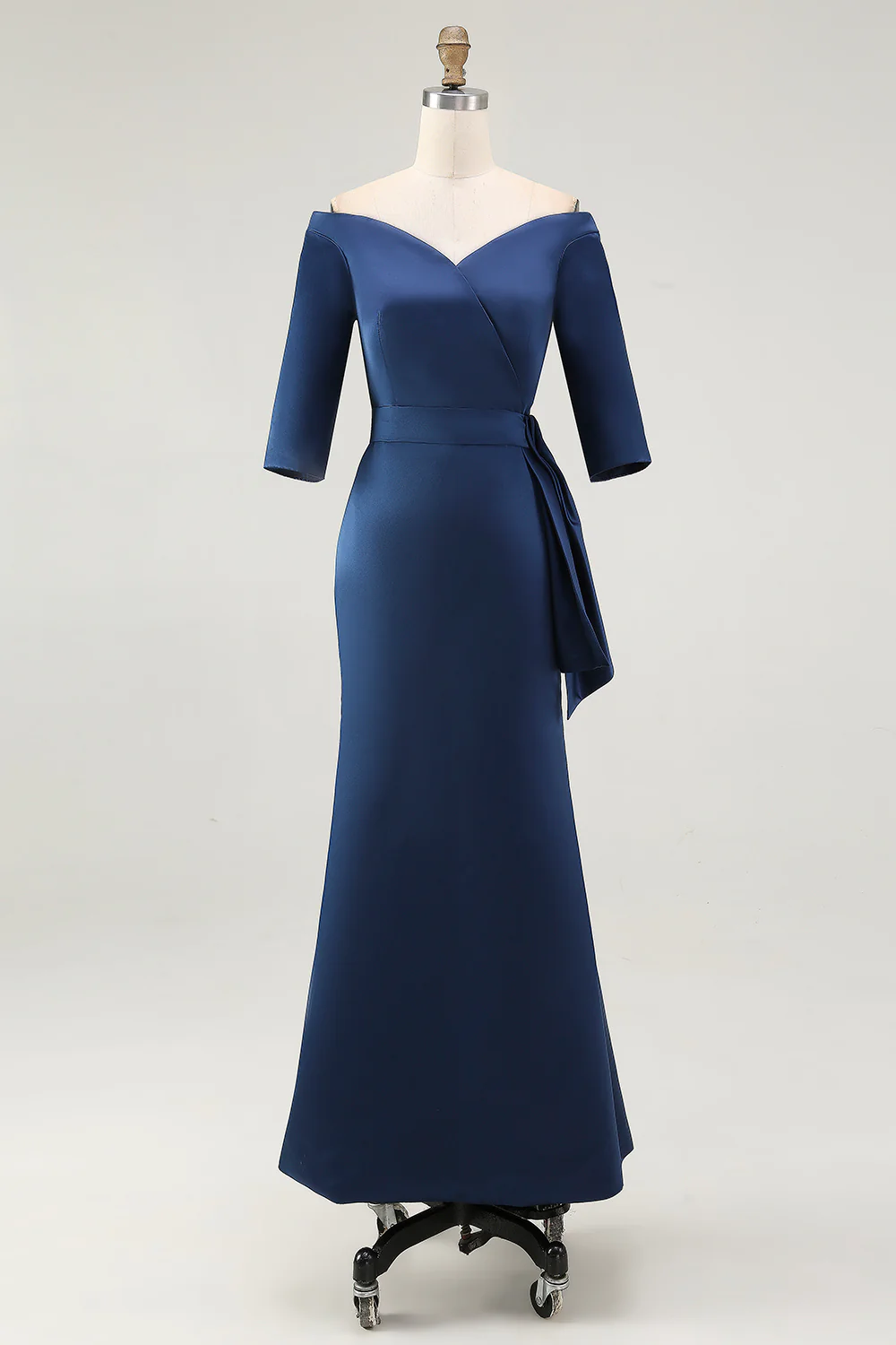 Navy Mermaid Off the Shoulder Long Mother of The Bride Dress - VNBITS