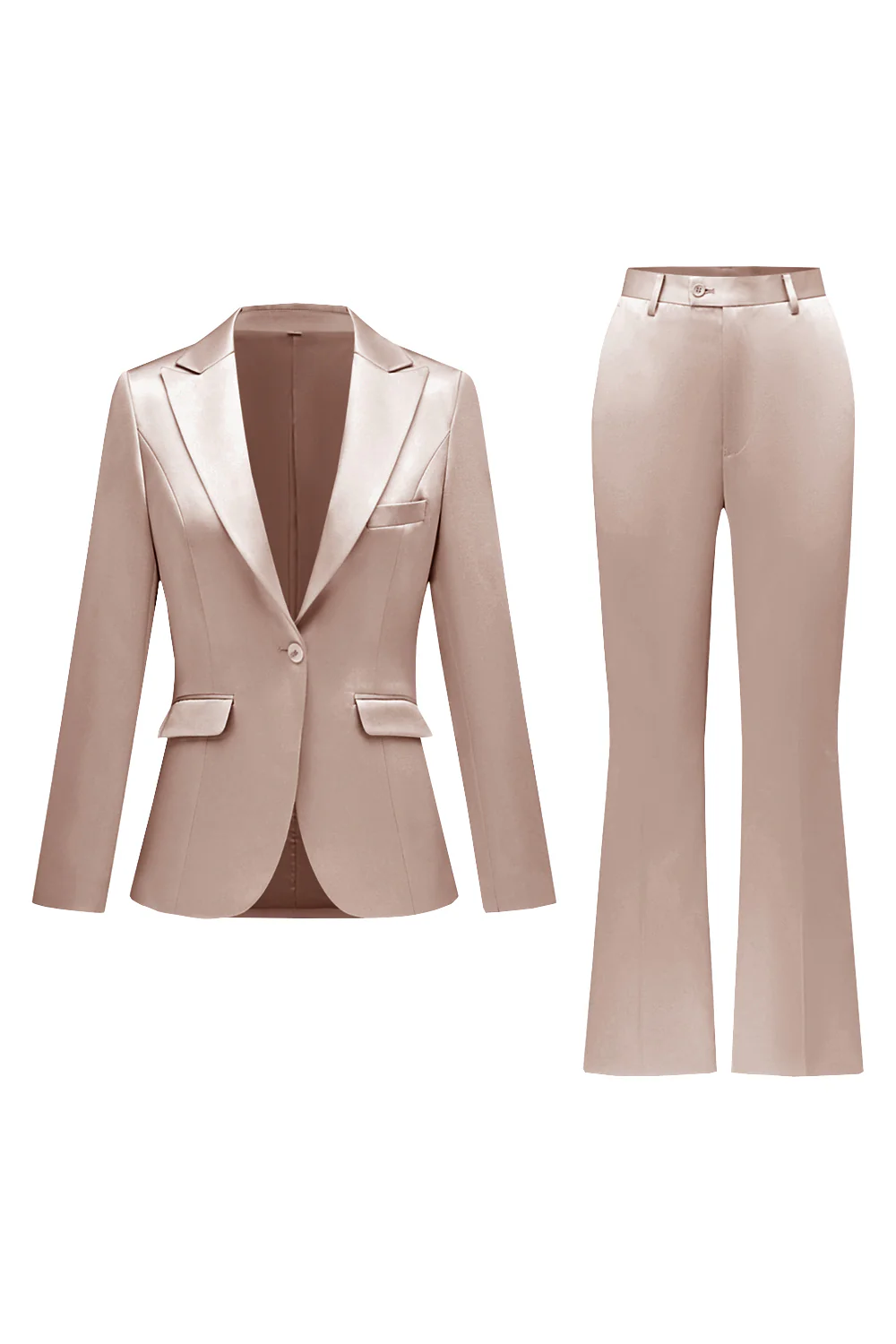 Grey Pink 2 Pieces Notched Lapel Long Sleeves Women Suits - VNBITS