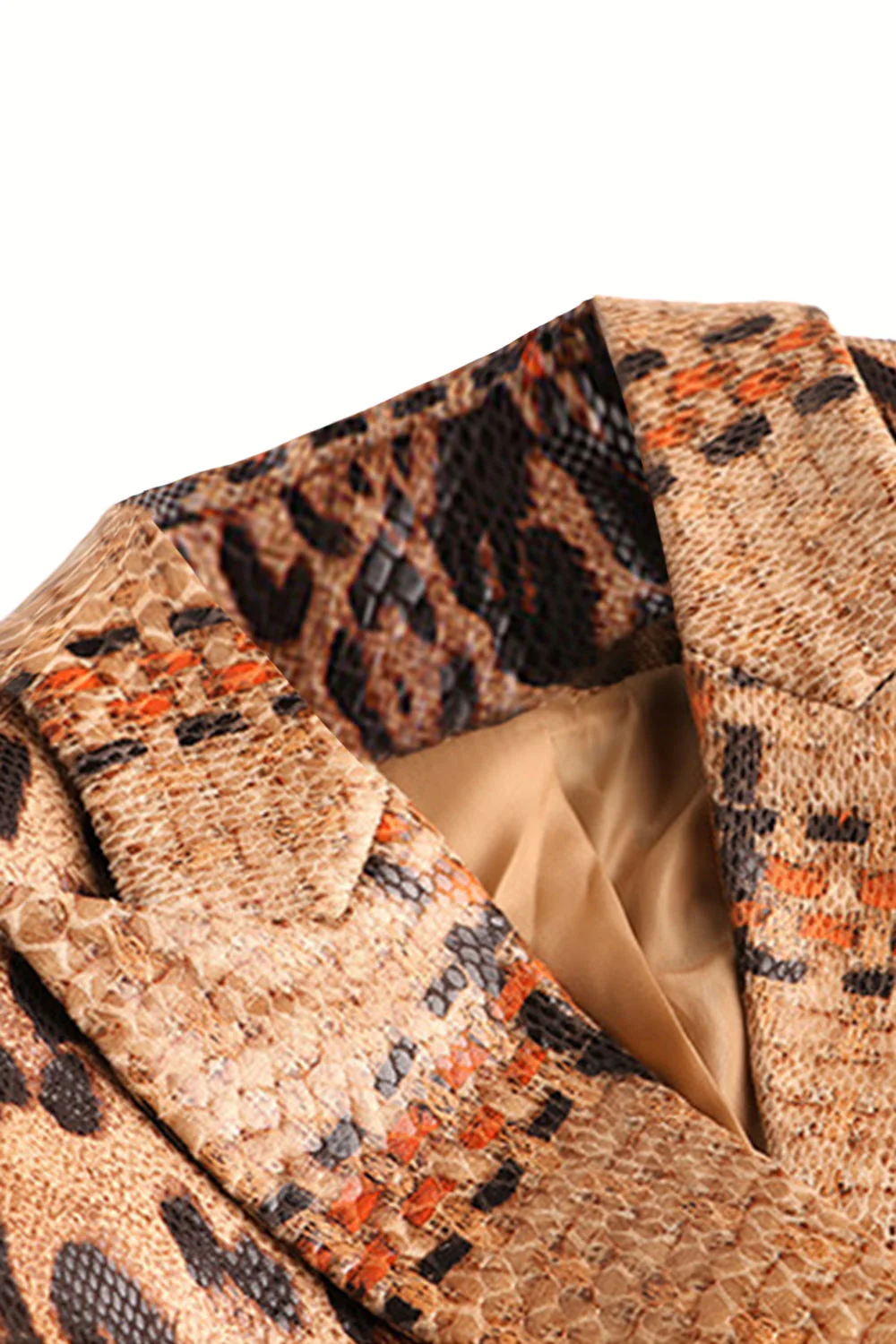 Leopard Print Peak Lapel Long Sleeves Women Blazer - VNBITS