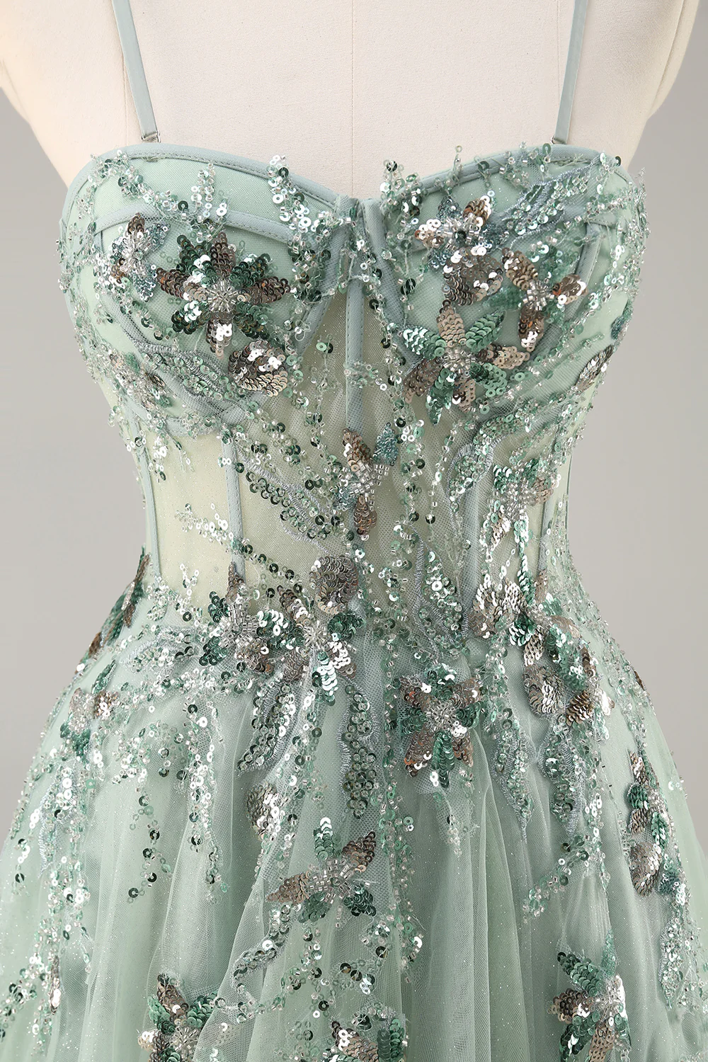 Sparkly Navy Corset Sweetheart Long Prom Dress with Appliques - VNBITS