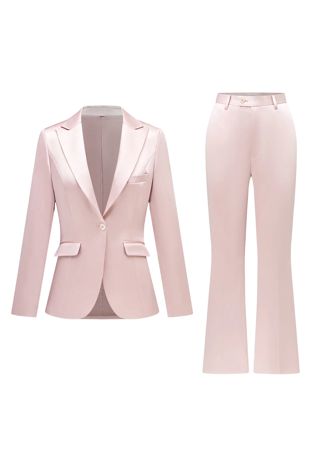 Grey Pink 2 Pieces Notched Lapel Long Sleeves Women Suits - VNBITS