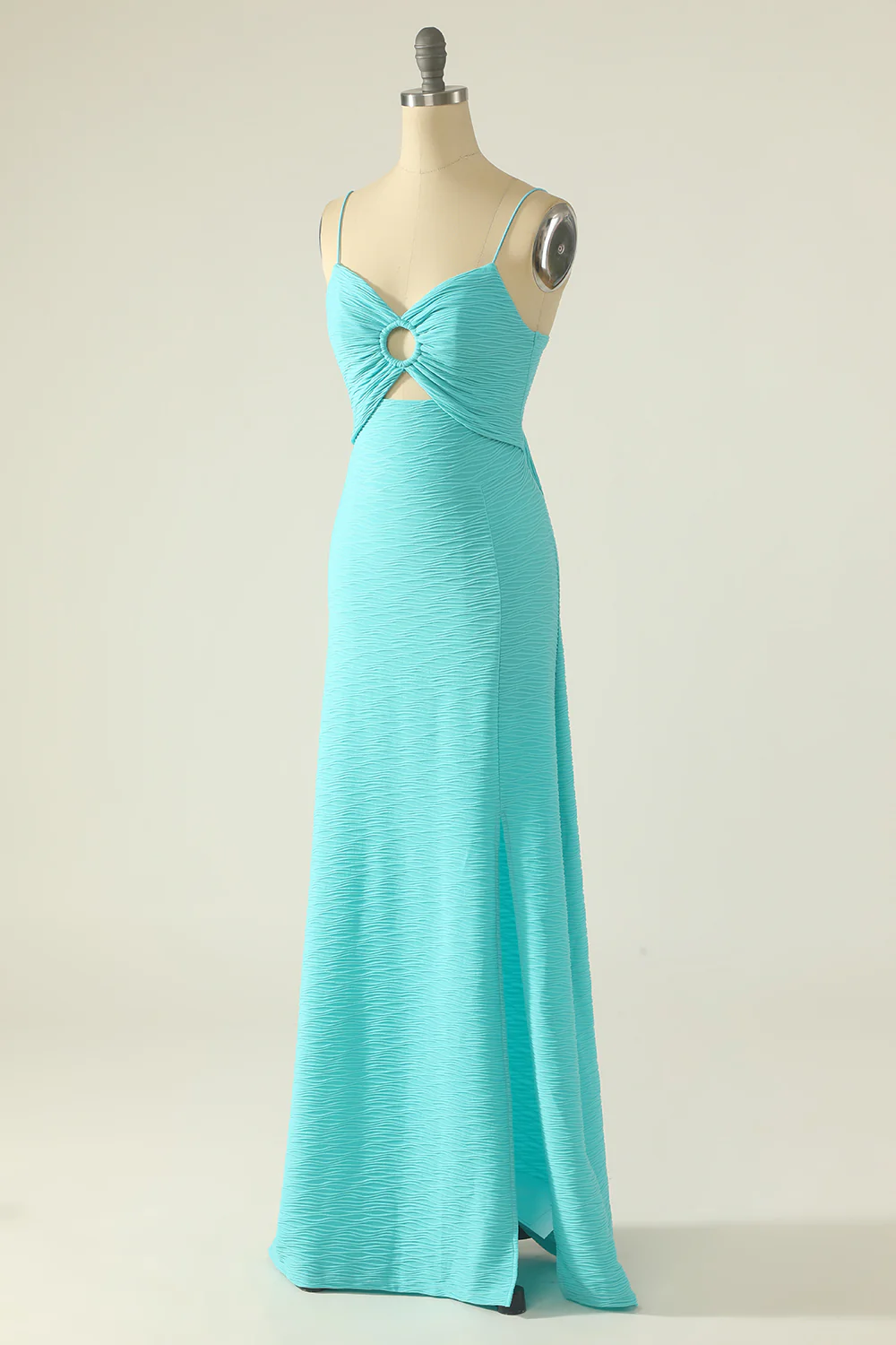 Pink Spaghetti Straps Cut Out Wedding Guest Dress With Bow - VNBITS