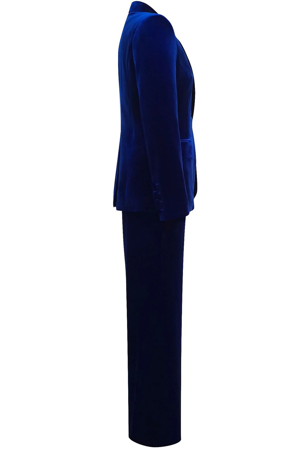 Royal Blue Velvet Single Button Women's Suits - VNBITS