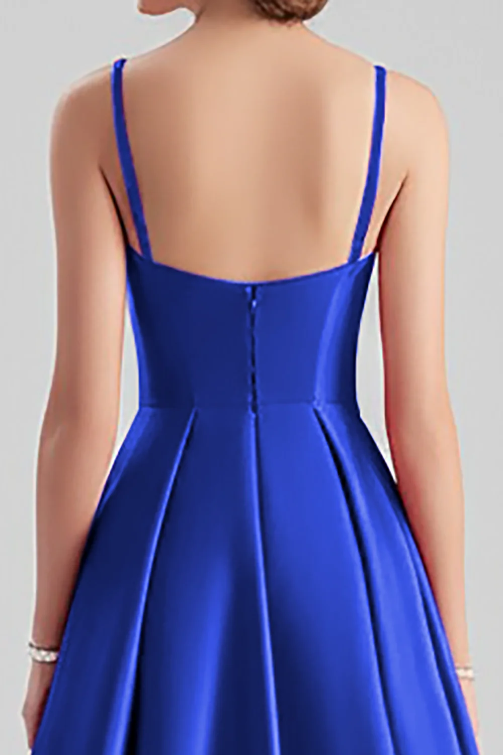 Black Satin A Line Spaghetti Straps Long Formal Dress - VNBITS