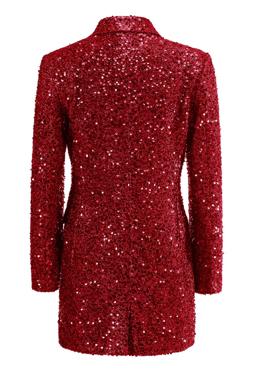 Sparkly Fuchsia Notched Lapel Women's Long Blazer - VNBITS