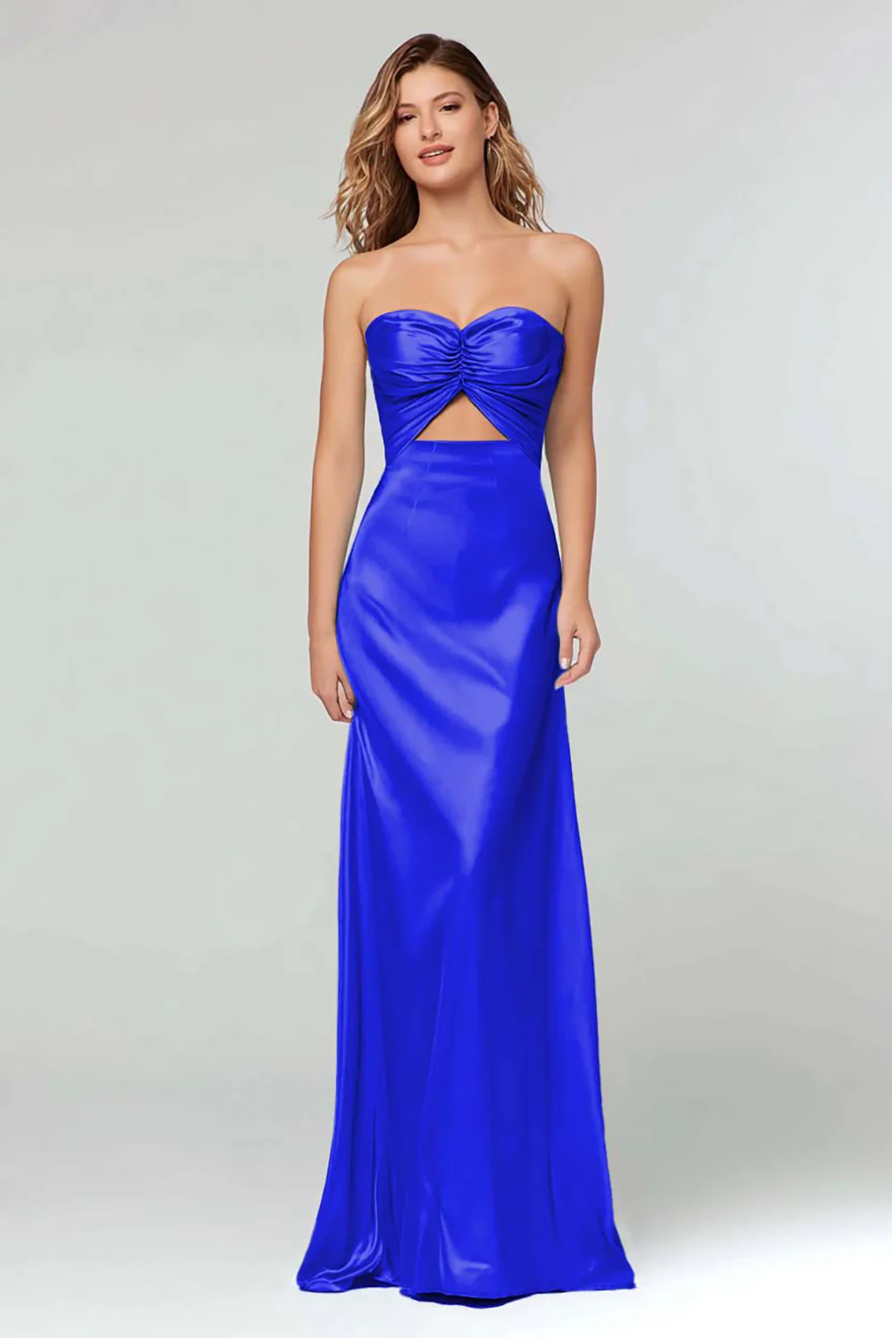 Light Blue Sweetheart Sheath Satin Long Formal Dress - VNBITS