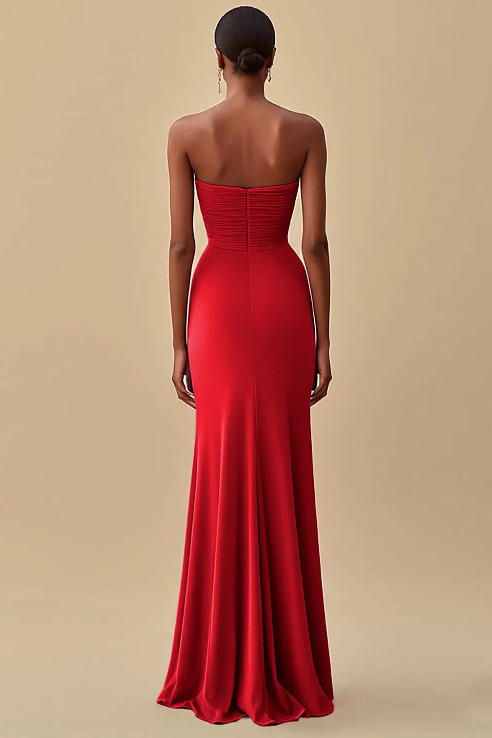 Elegant Black Sheath Chiffon Strapless Long Formal Dress with Slit - VNBITS