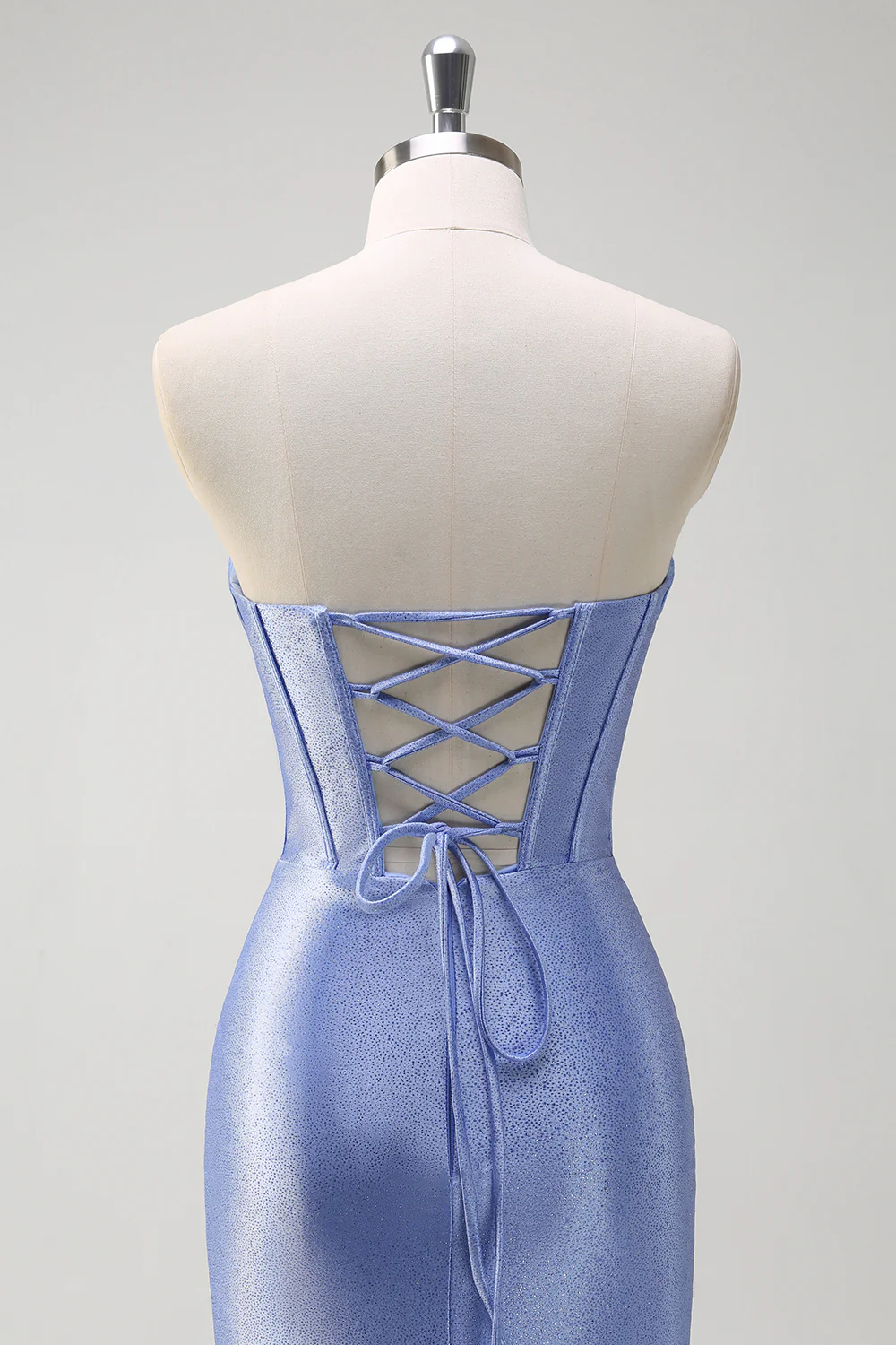 Sparkly Grey Blue Sweetheart Mermaid Long Prom Dress with Ruffles - VNBITS