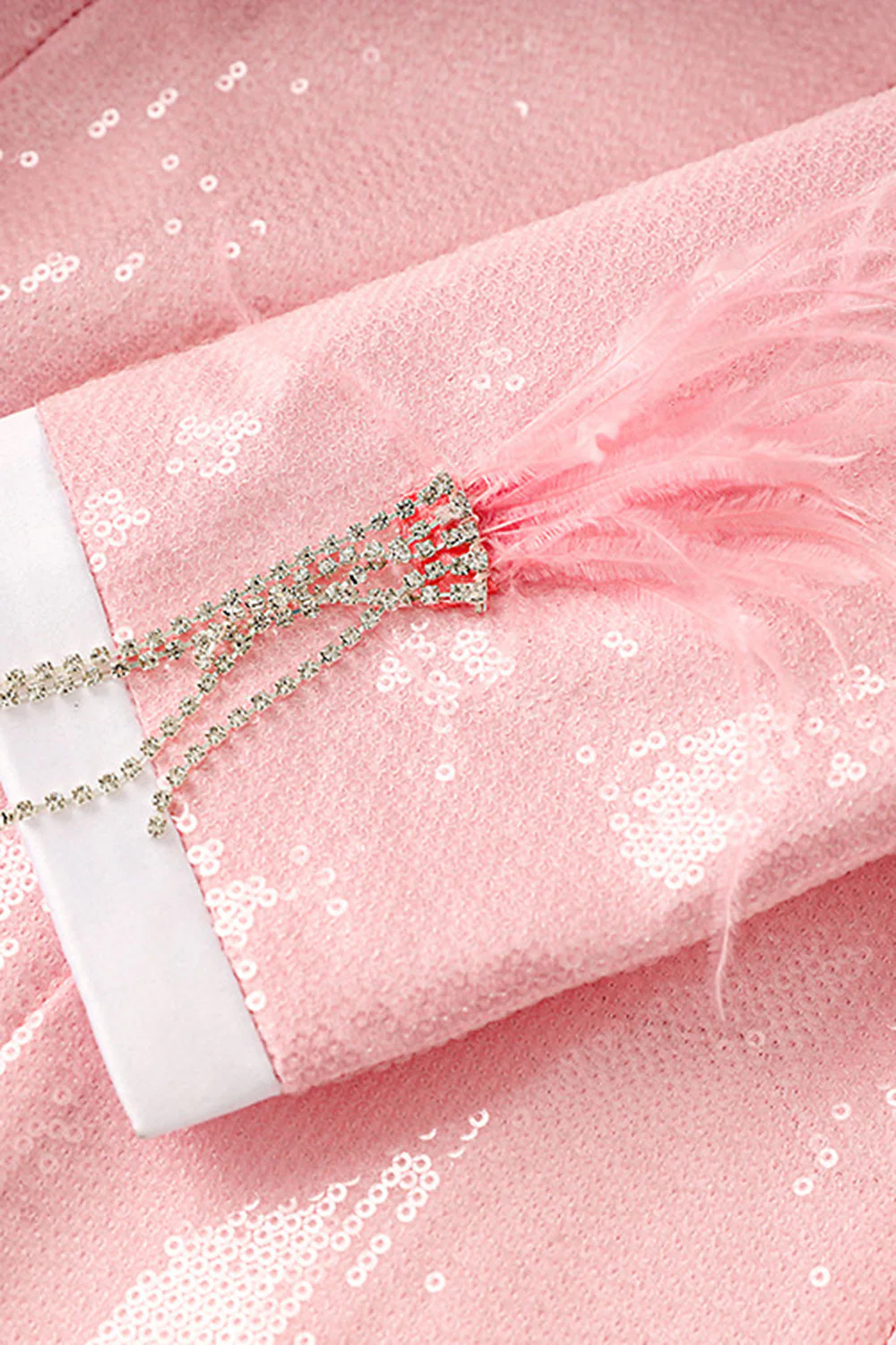 Glitter Pink Women Blazer with Feathers - VNBITS