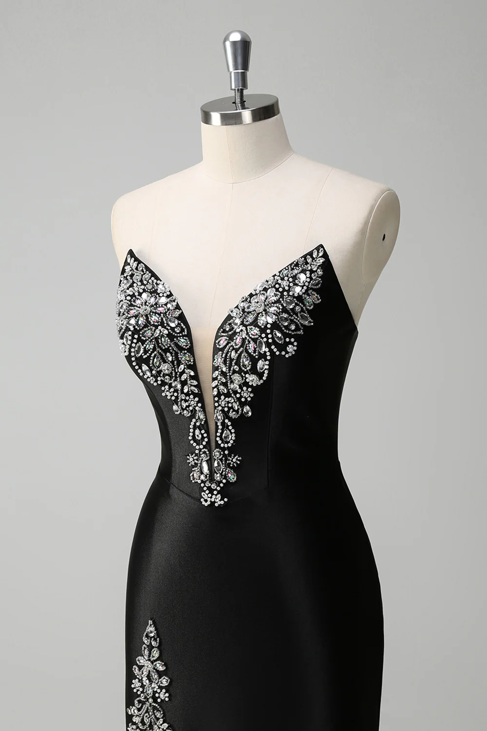 Sparkly Black Mermaid Beaded Long Prom Dress with Slit - VNBITS