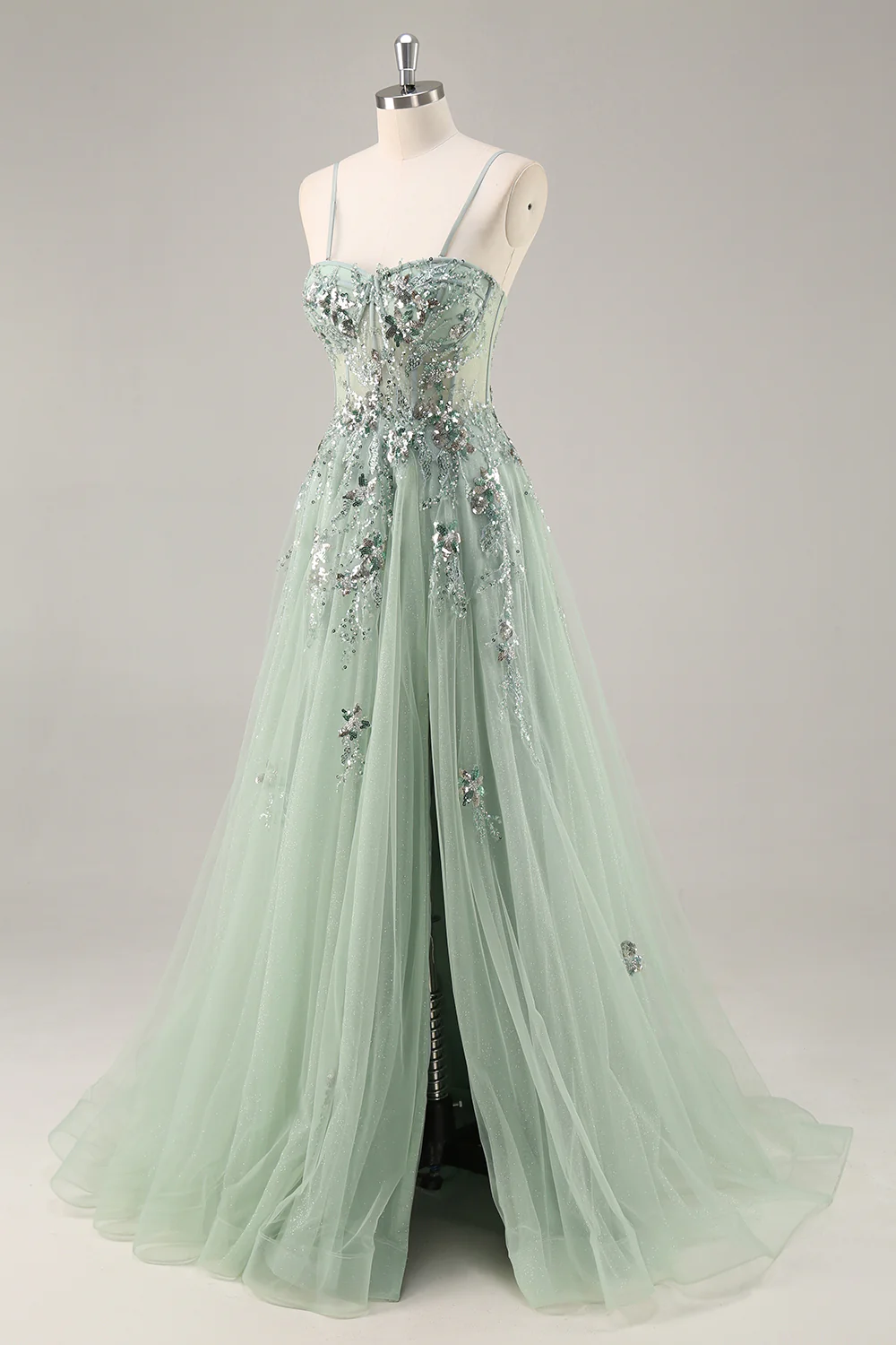 Sparkly Navy Corset Sweetheart Long Prom Dress with Appliques - VNBITS