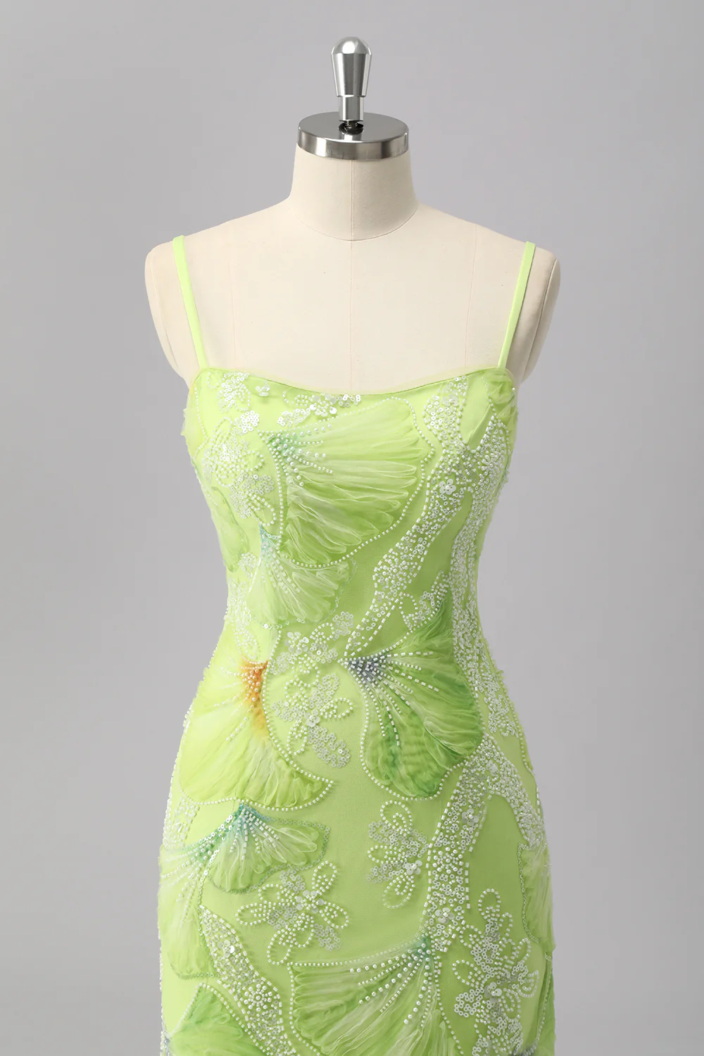 Sparkly Green Sheath Beaded Long Prom Dress with Slit - VNBITS