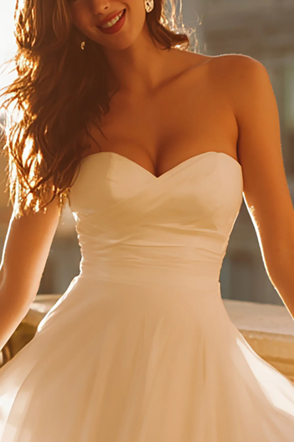 White Chiffon Sweetheart A Line Short Bachelorette Dress - VNBITS