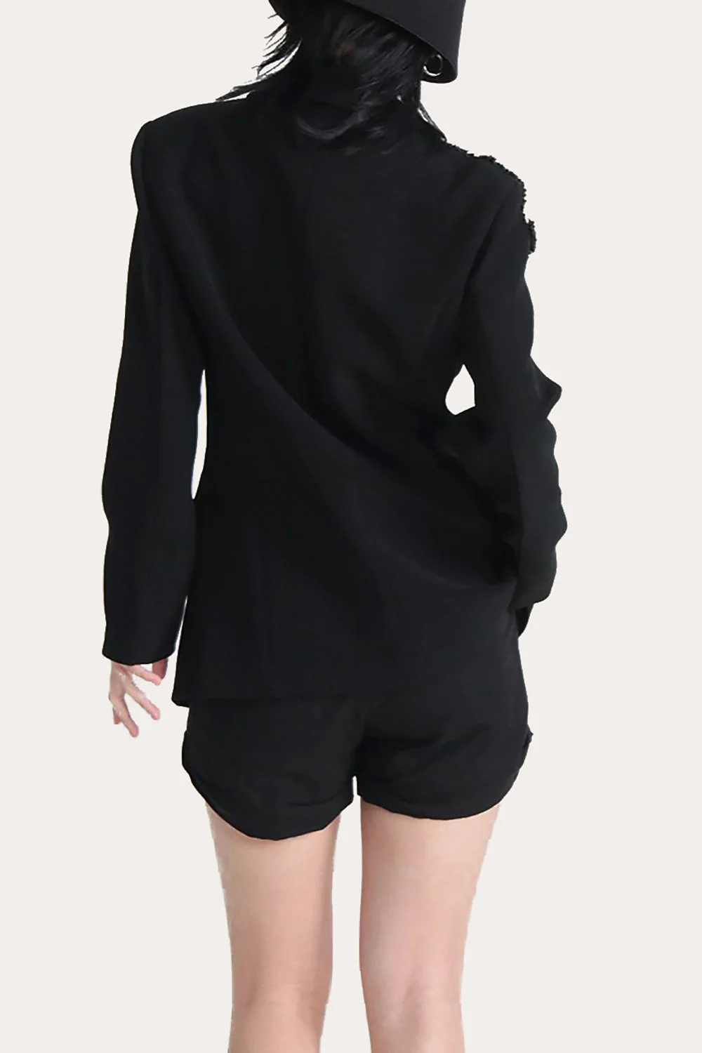 Sparkly Black Beaded Notched Lapel Women Prom Blazer - VNBITS