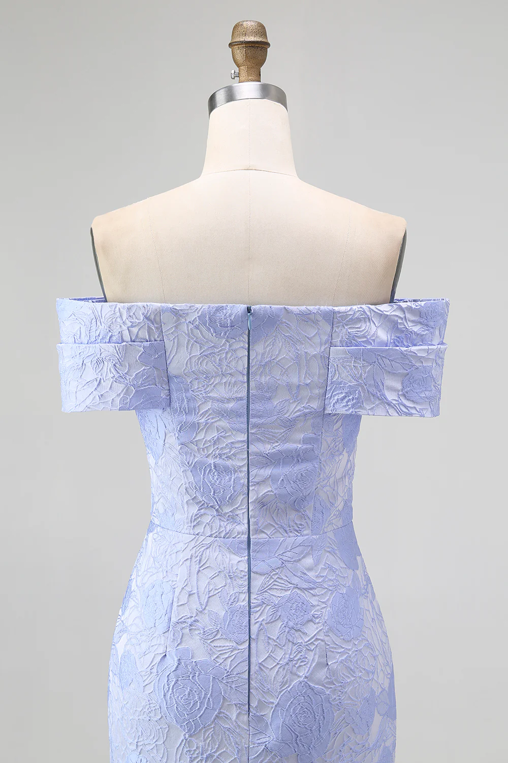 Blue Floral Off the Shoulder Mermaid Long Wedding Guest Dress - VNBITS