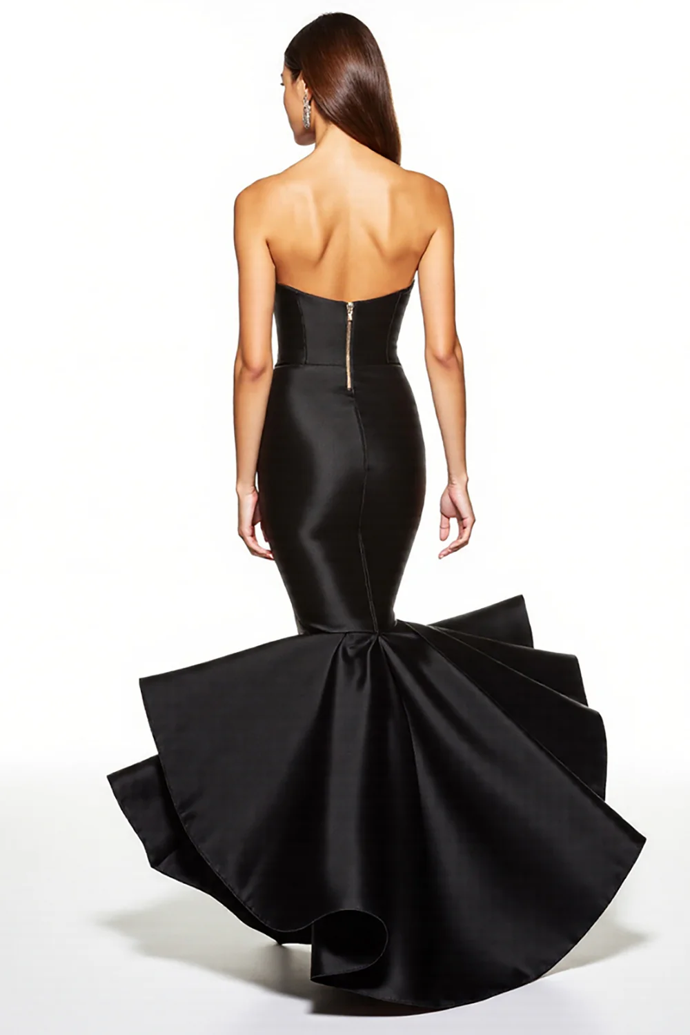 Black Corset Sweetheart Mermaid High-Low Black Tie Dress - VNBITS