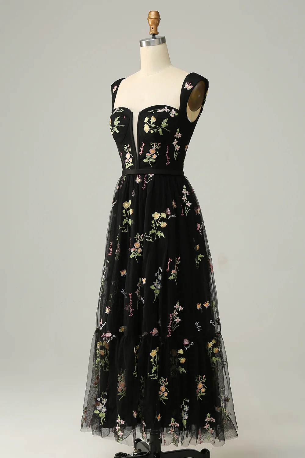 A Line Sweetheart Champagne Long Prom Dress with Embroidery - VNBITS