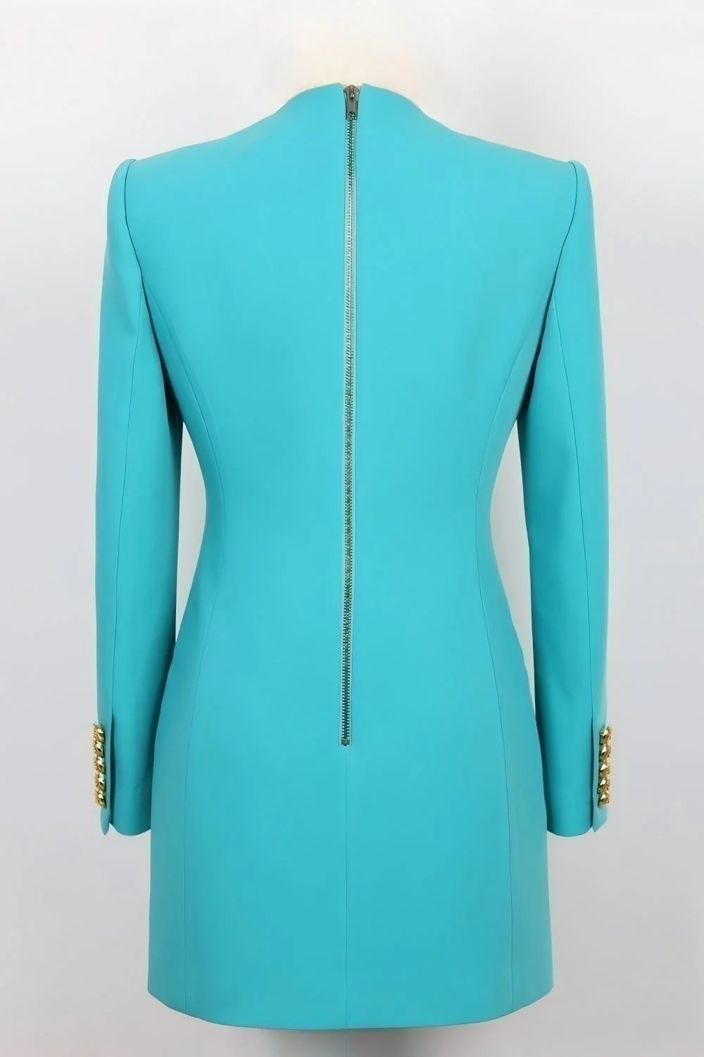 Lake Blue Peak Lapel Long Sleeves One Button Women Blazer - VNBITS