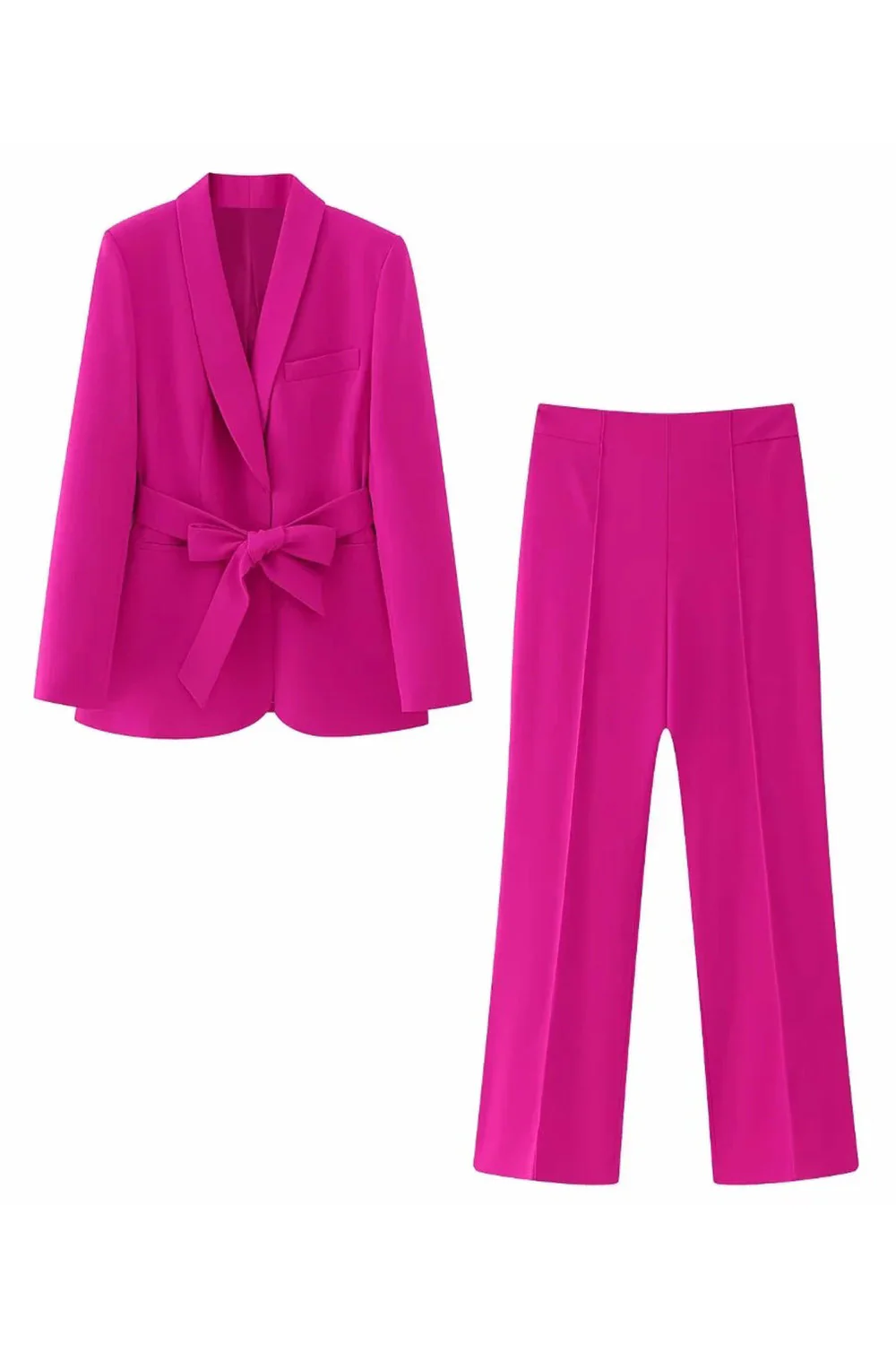 Fuchsia 2 Piece Shawl Lapel Women Suits - VNBITS