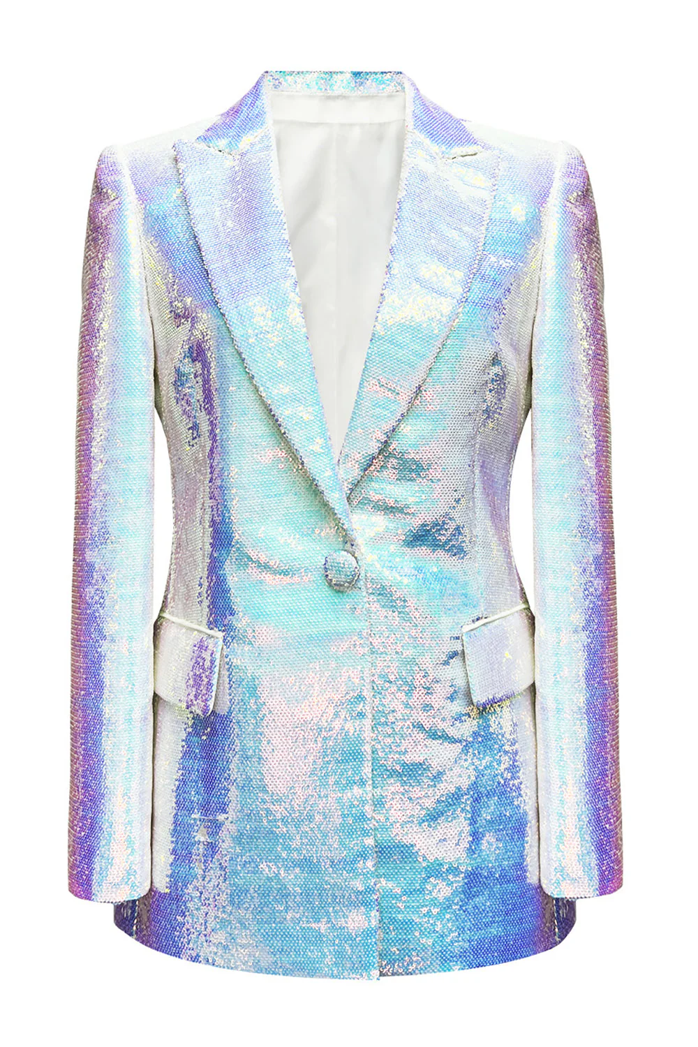 Sparkly White Sequins Women Party Blazer - VNBITS
