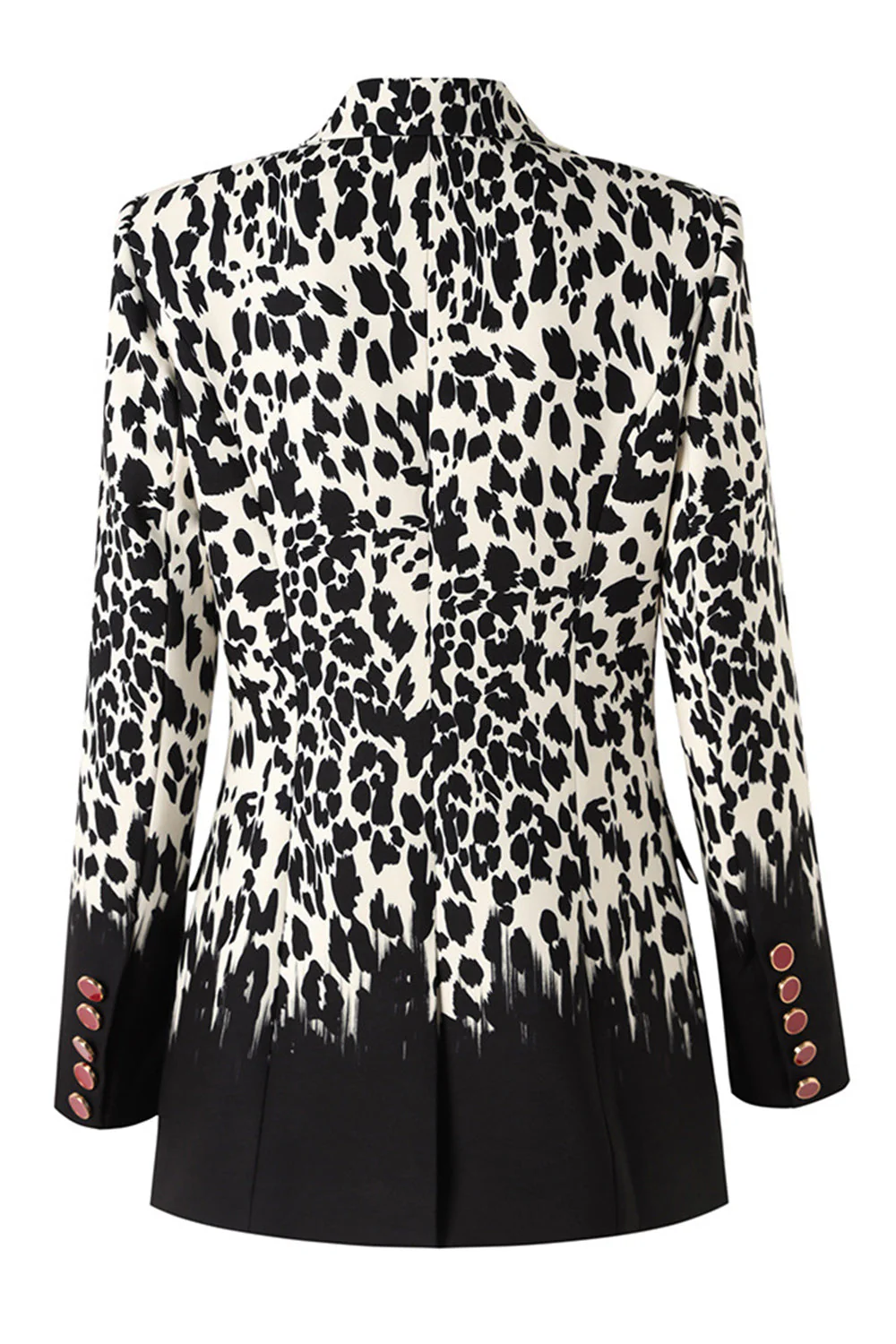 Black and White Leapard Pattern Peak Lapel One Button Women Blazer - VNBITS