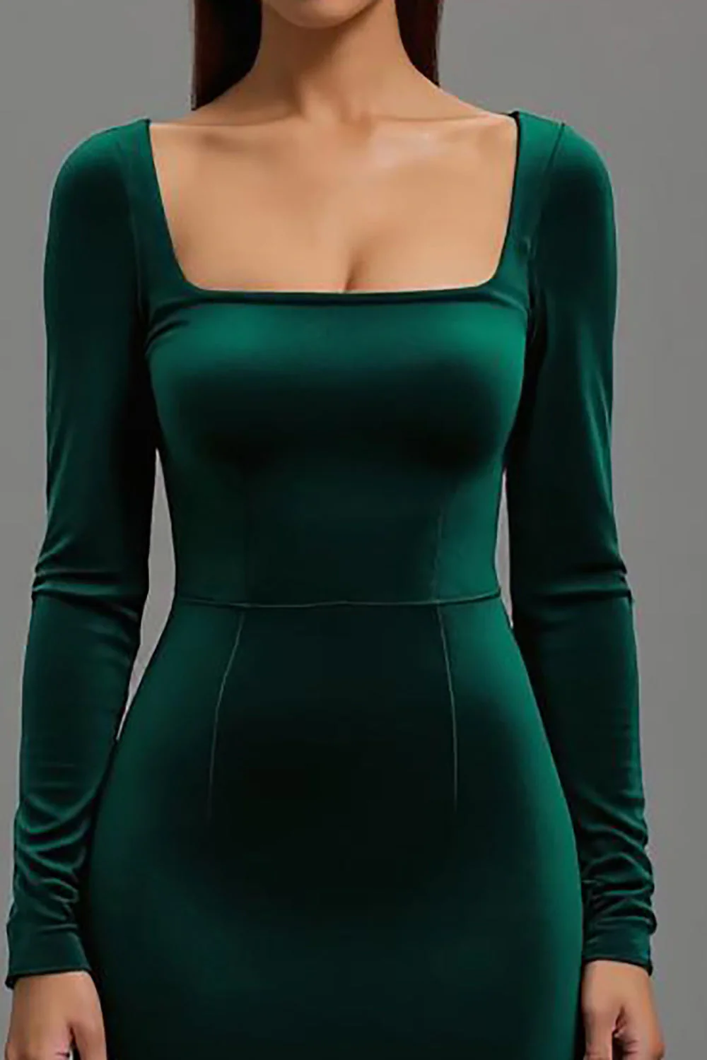 Dark Green Velvet Mermaid Long Sleeves Holiday Party Dress - VNBITS