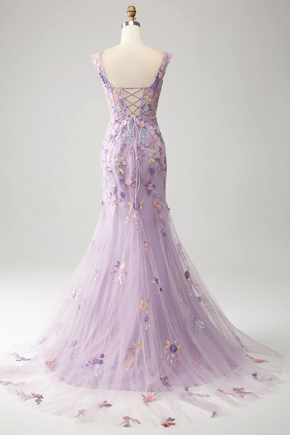 Mauve Off The Shoulder Long Embroidered Mermaid Prom Dress Slit - VNBITS