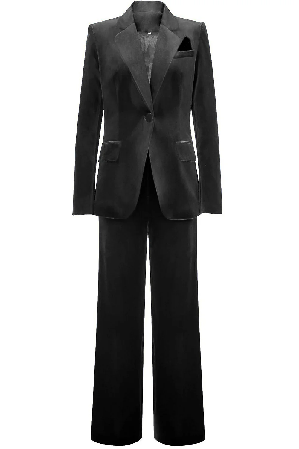 Royal Blue Velvet Single Button Women's Suits - VNBITS