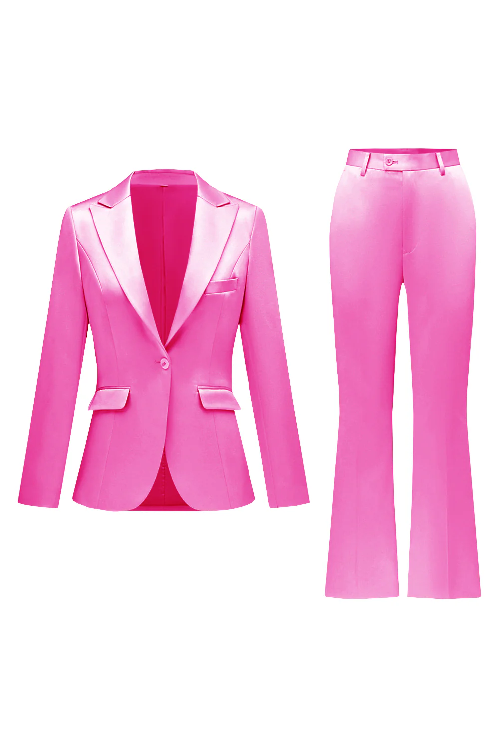 Grey Pink 2 Pieces Notched Lapel Long Sleeves Women Suits - VNBITS