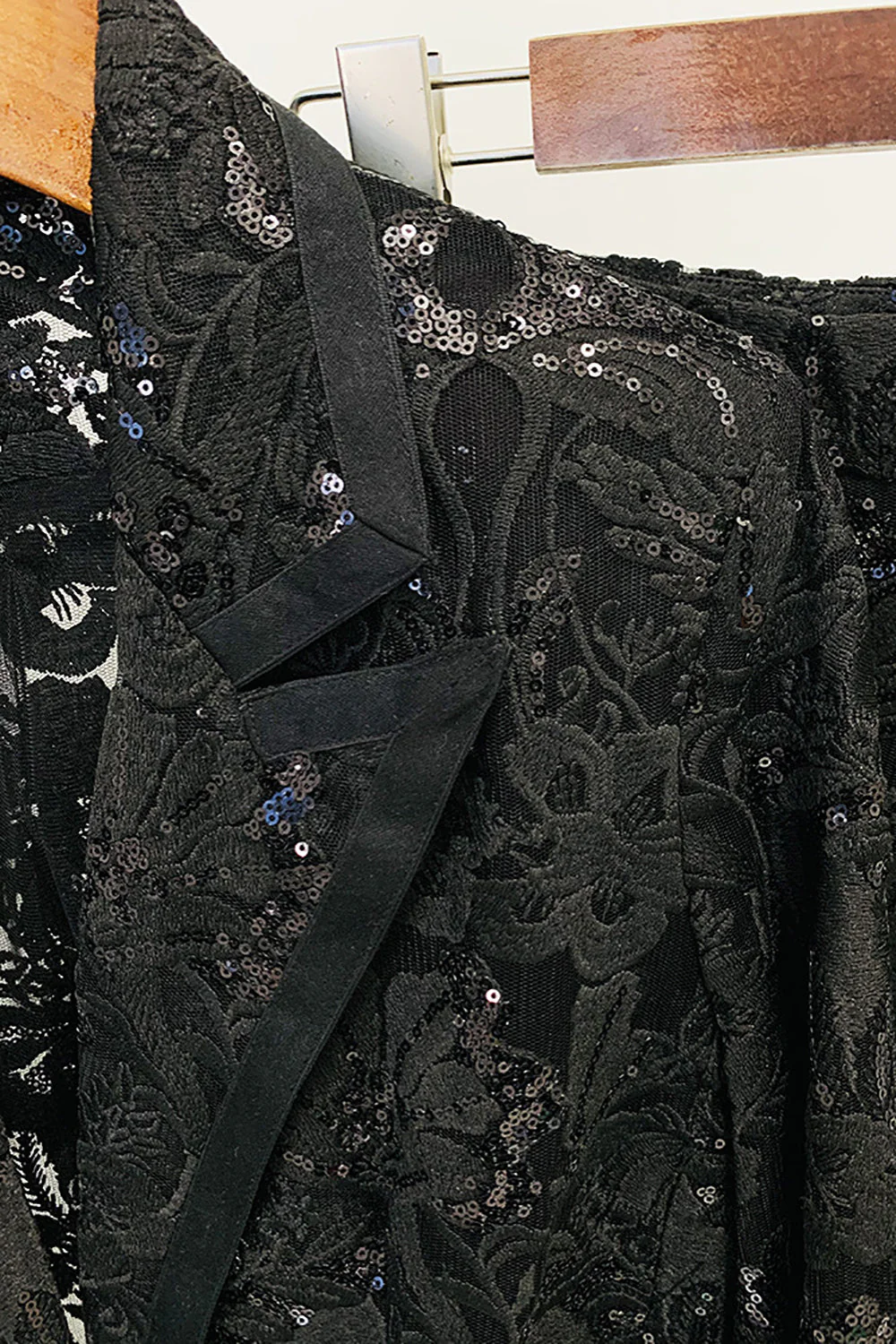 Sparkly Black Lace 2 Piece Women Party Suits - VNBITS