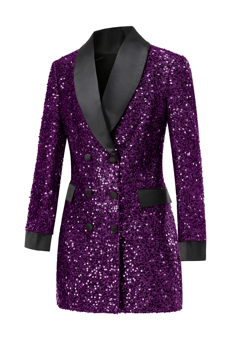 Sparkly Burgundy Bodycon Maxi Women's Blazer - VNBITS