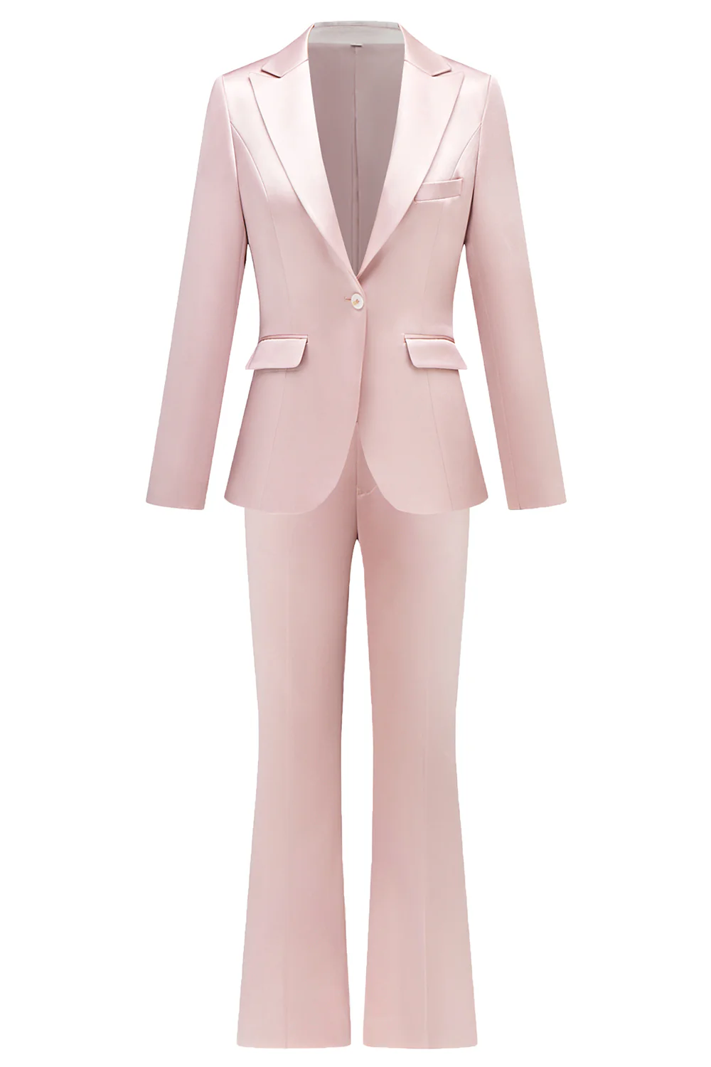 Grey Pink 2 Pieces Notched Lapel Long Sleeves Women Suits - VNBITS