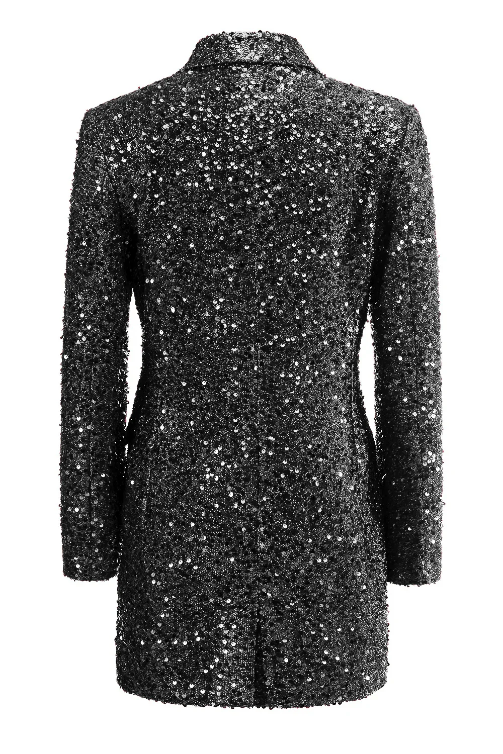 Sparkly Fuchsia Notched Lapel Women's Long Blazer - VNBITS