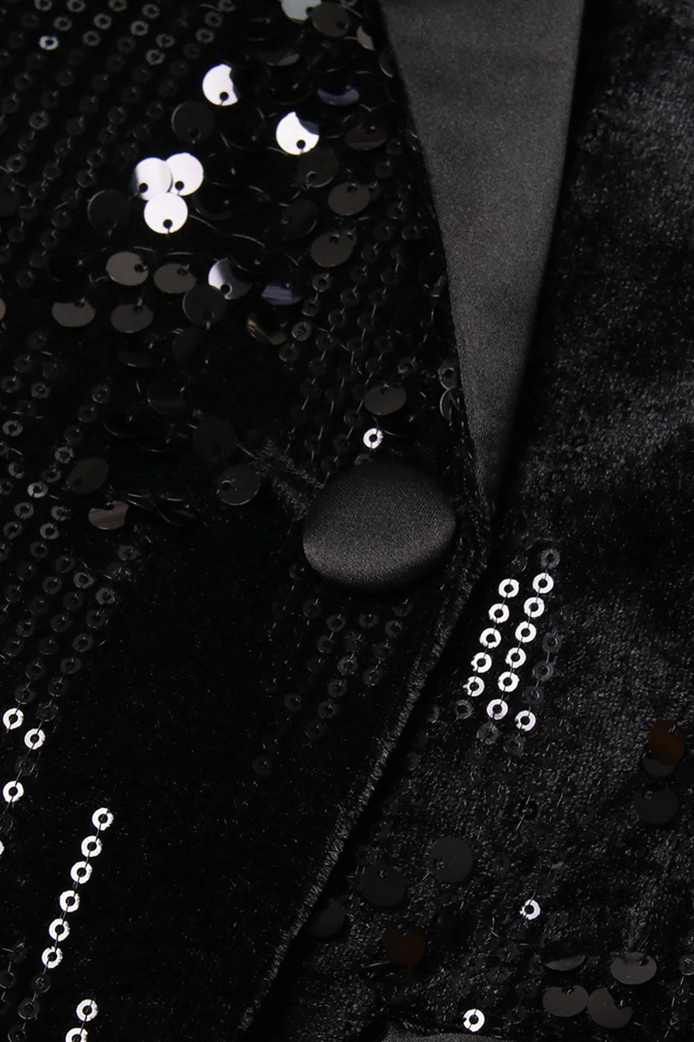 Sparkly Black Peak Lapel Sequins Women Blazer with Feathers - VNBITS