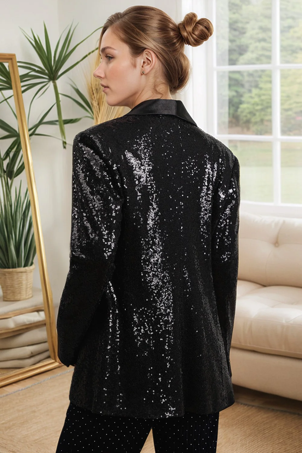 Sparkly Black Women's Party Blazer with Fringes - VNBITS