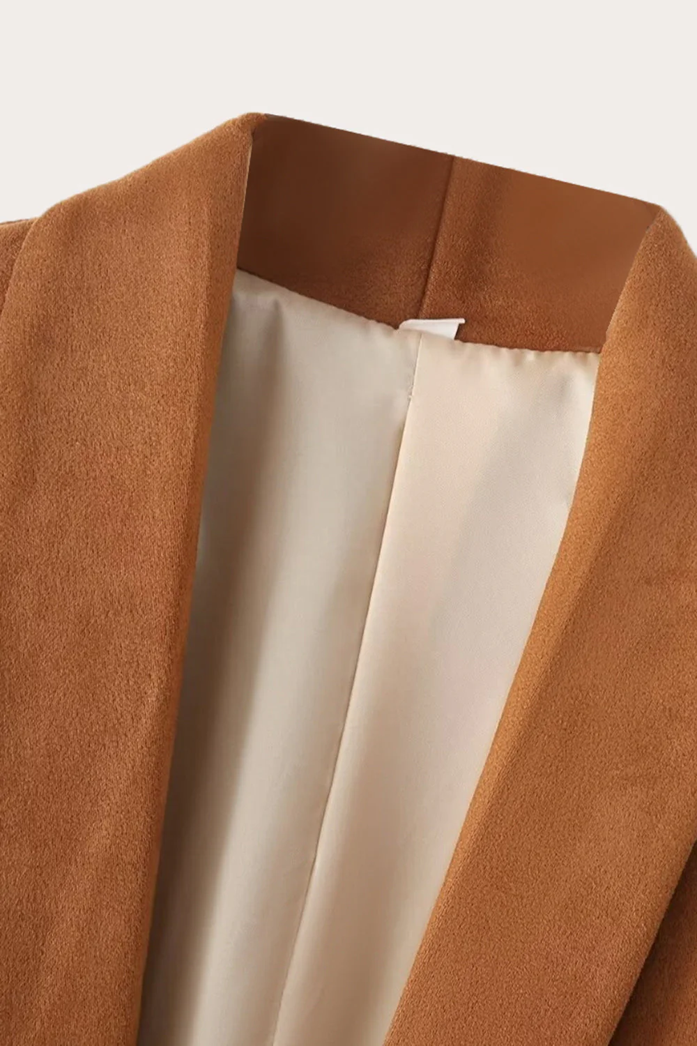 Casual Camel Shawl Lapel Open Front Women Blazer - VNBITS