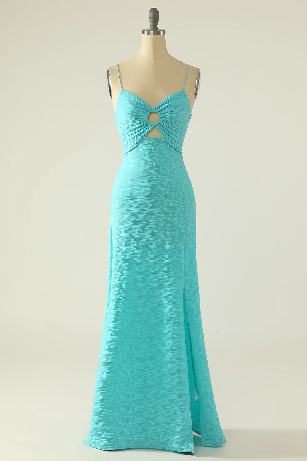 Pink Spaghetti Straps Cut Out Wedding Guest Dress With Bow - VNBITS