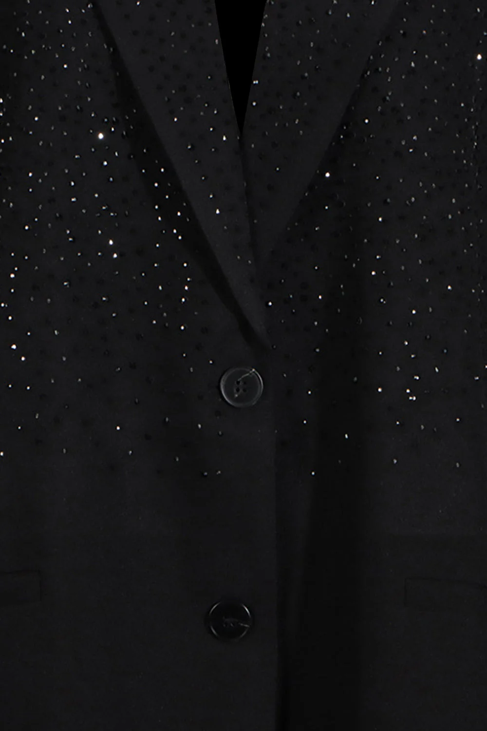 Sparkly Black Notched Lapel Women Blazer with Beading - VNBITS