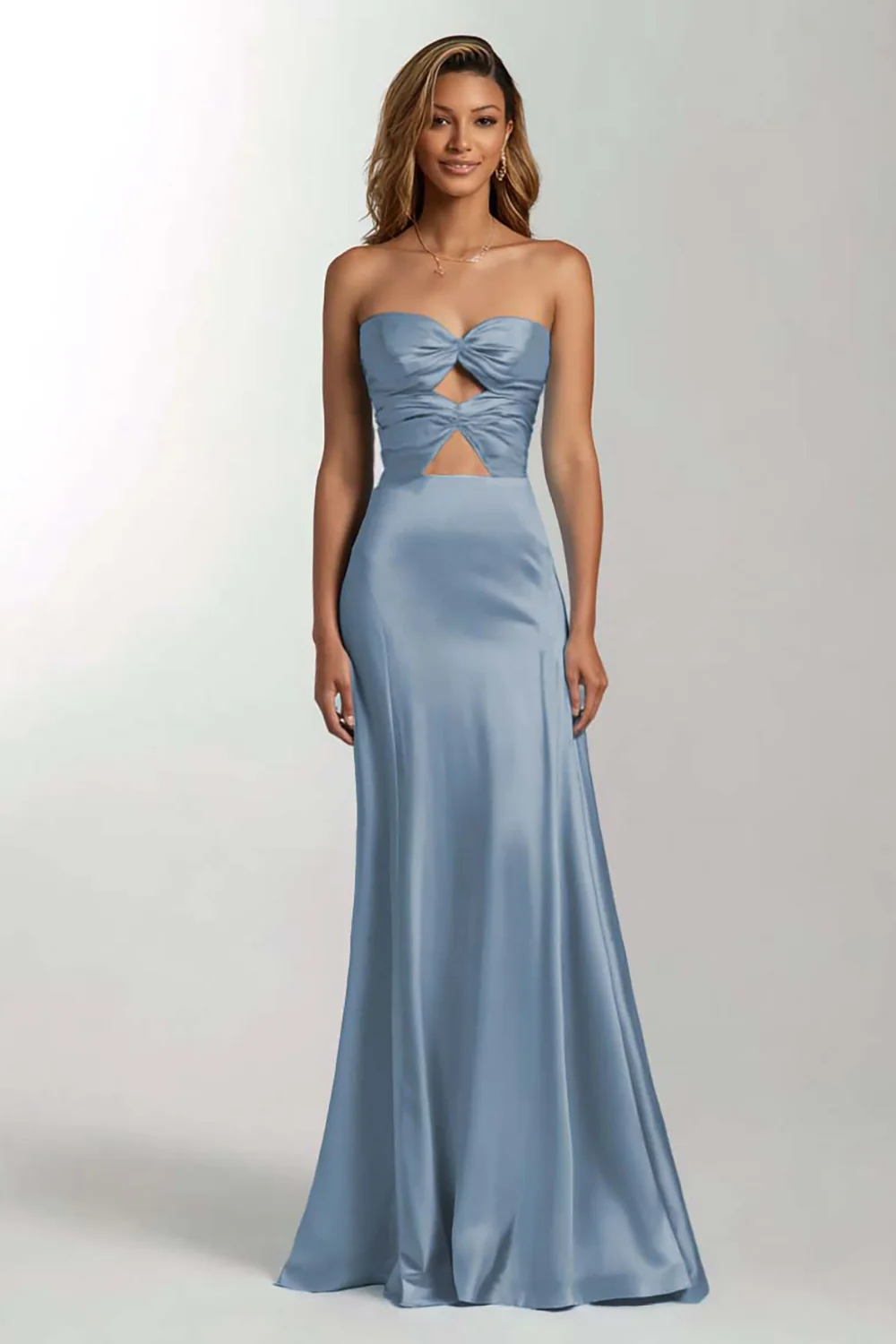 Sky Blue Mermaid Sweetheart Satin Long Formal Dress - VNBITS