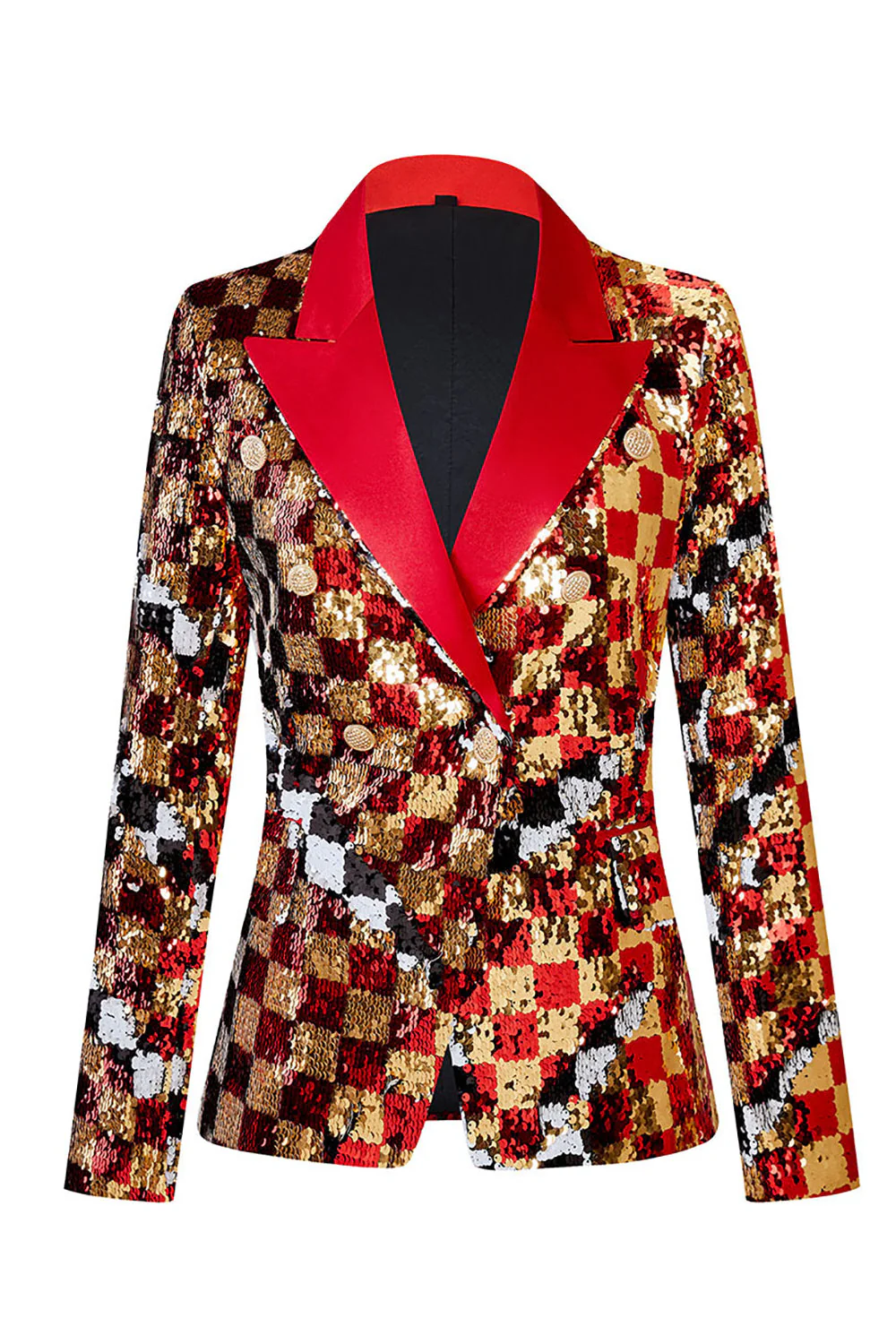 Sparkly Black Peak Lapel Sequins Women Party Blazer - VNBITS