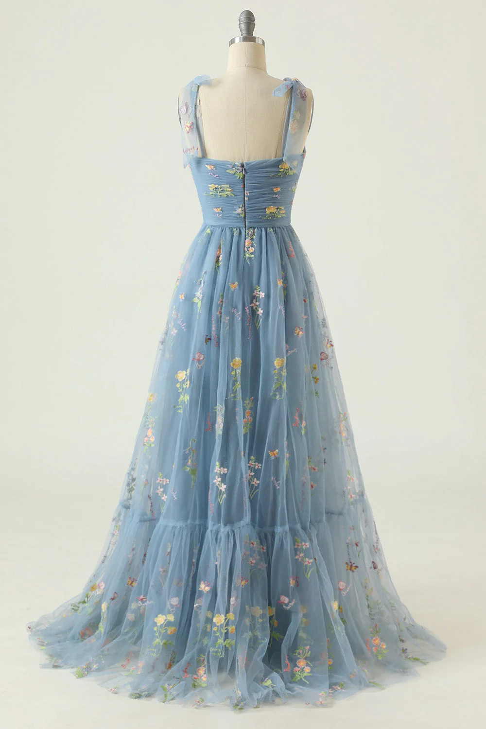 Champagne Embroidery Long Prom Dress - VNBITS