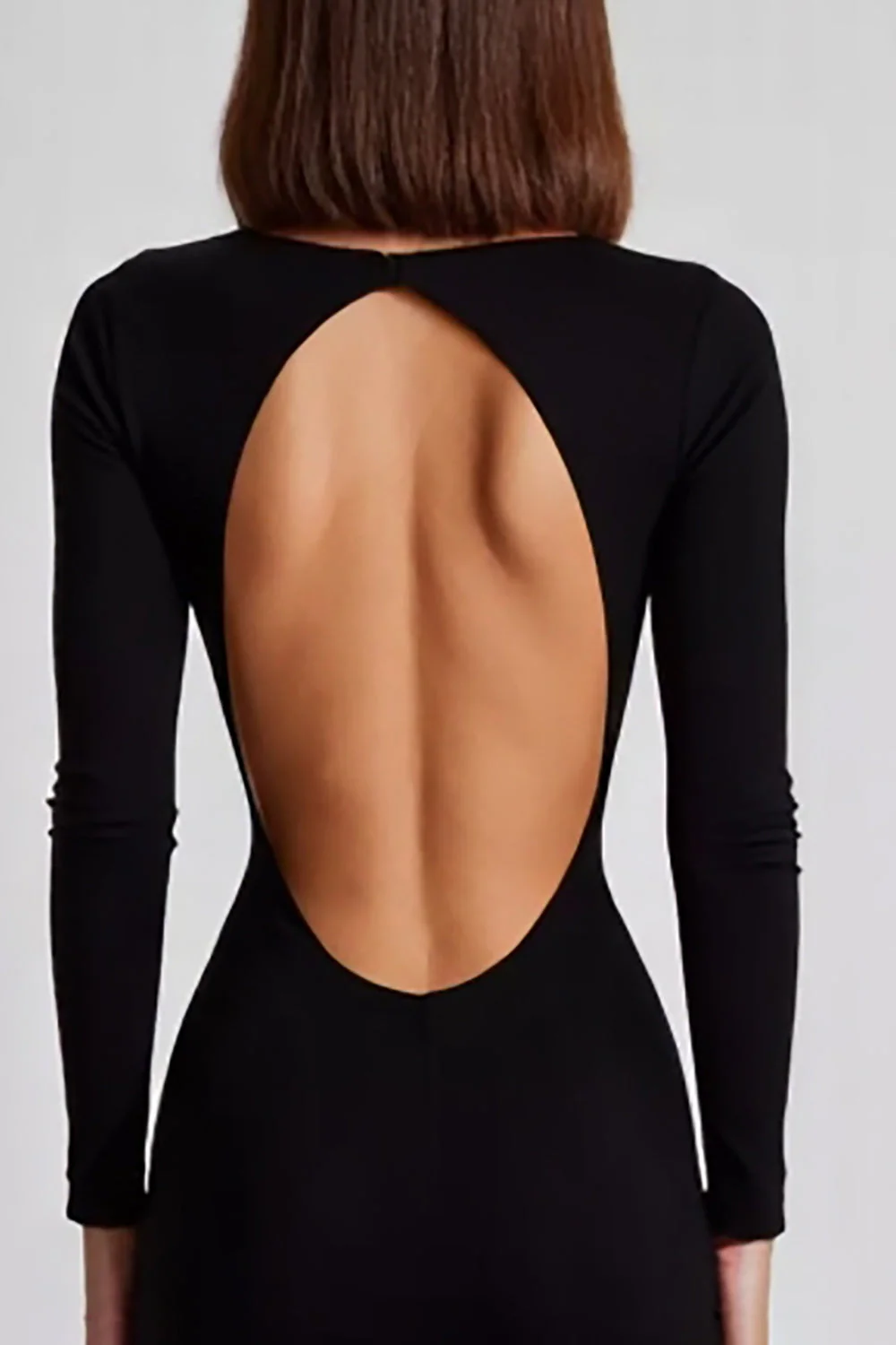 Black Sheath Boat Neck Long Sleeves Formal Dress with Slit - VNBITS